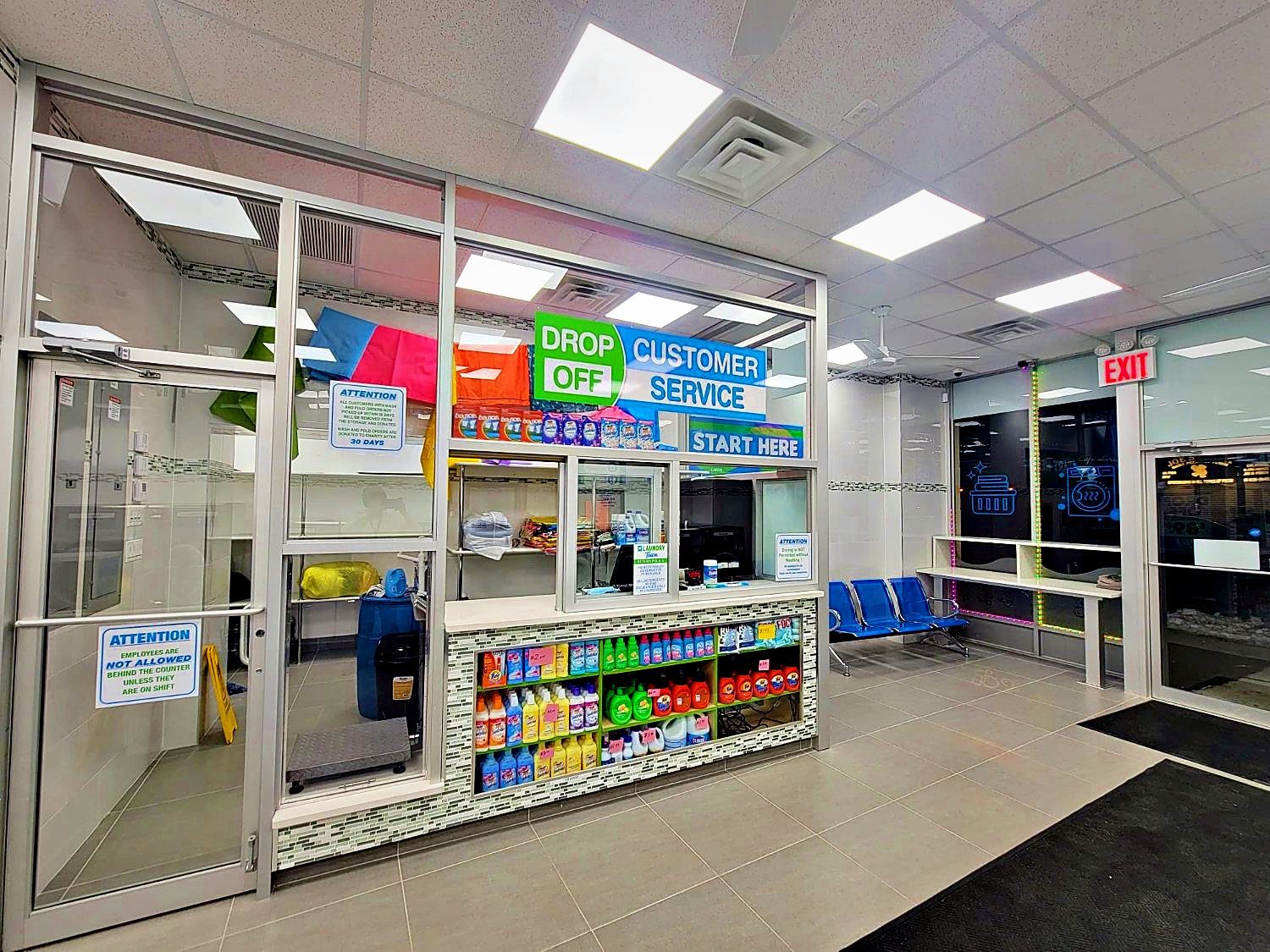 The drop-off and customer service counter