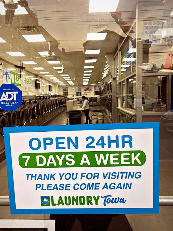 Sign on the door: open 24 hours, 7 days a week